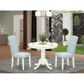 East West Furniture East West Furniture ANCE3-LWH-15 3 Piece Antique Dinette Set - Linen White & Baby Blue ANCE3-LWH-15